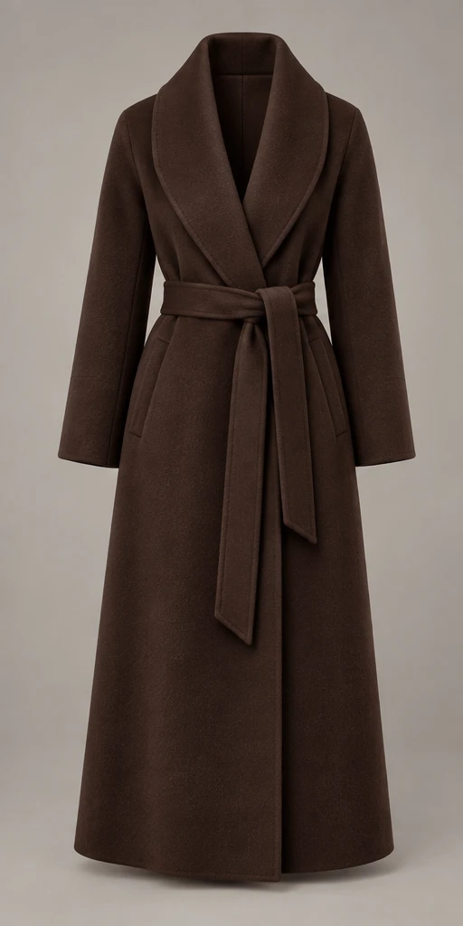 The Quiet Cashmere Wrap in Deep Chocolate, front view