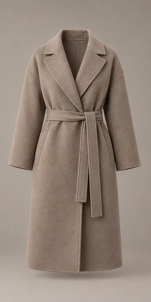The Atelier Wrap in Taupe, front view